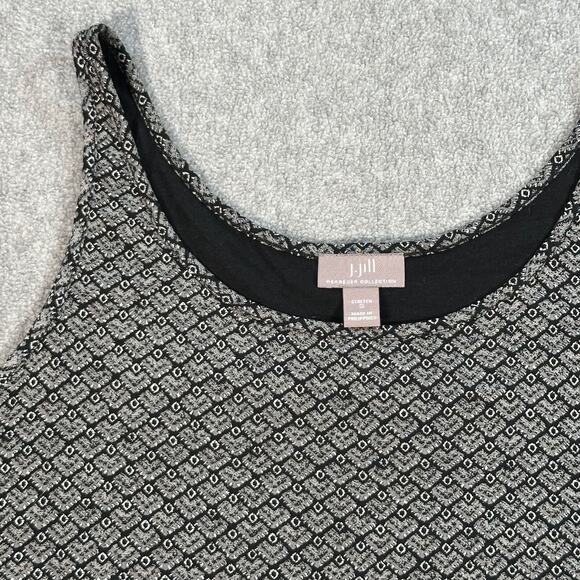 J.jill Wearever Collection Tunic Tank Top Women's Small Stretch Black/Gray Print - Picture 2 of 9
